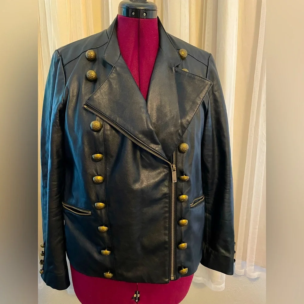 COPY - Vince Camuto faux leather military jacket - Picture 1 of 5